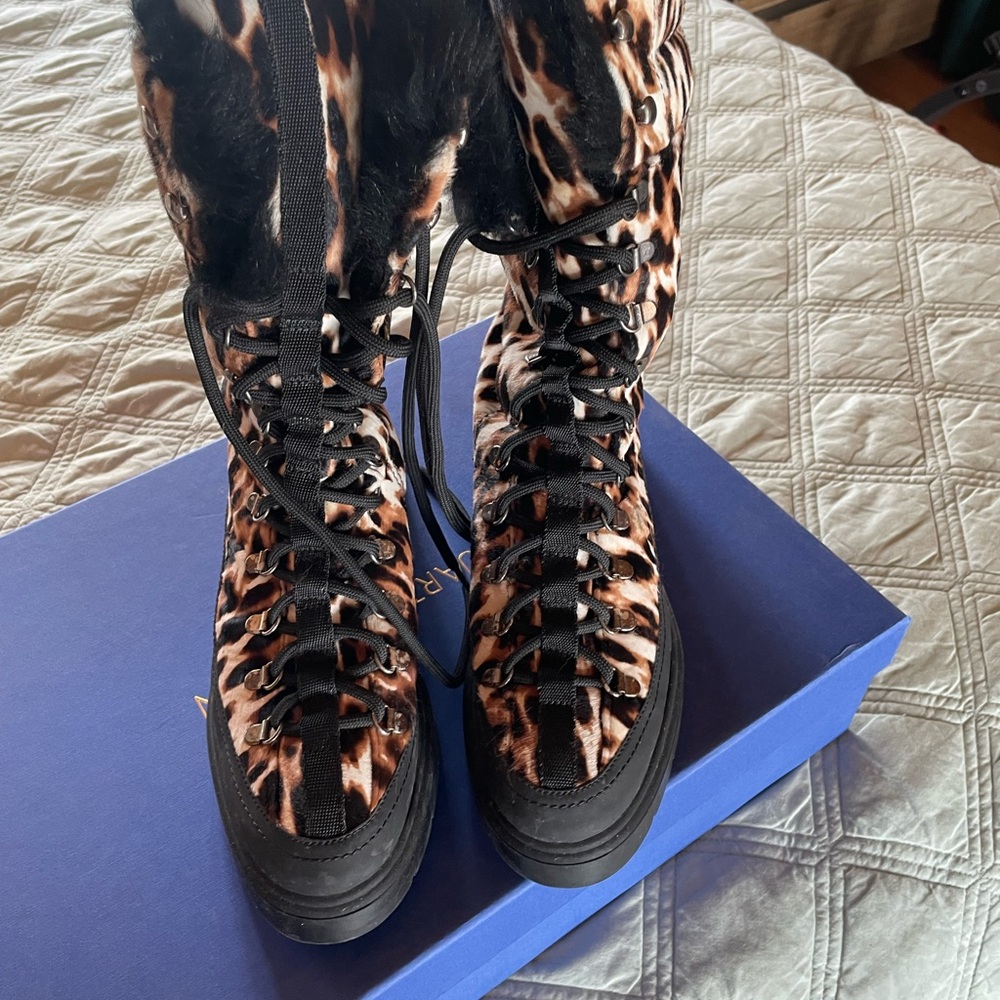 Stuart Weitzman Leopard Print Fur Boots